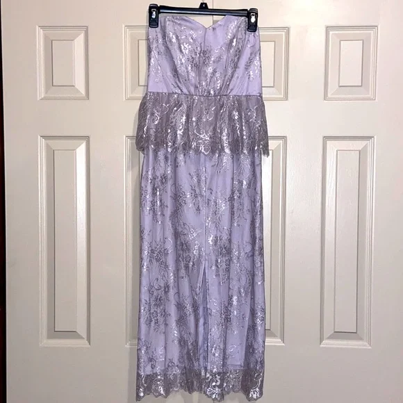purple long lace dress V-NECK A-LINE LACE GOWN WITH LONG SLEEVES IN PURPLE | CULT MIA main image 0